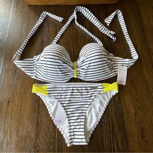 VENUS Lascana Bikini Separates Blk/Wht/Yellow NWT